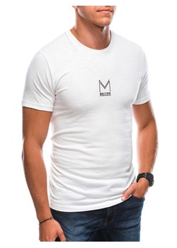 T-shirt męski z nadrukiem 1724S - ecru ze sklepu Edoti w kategorii T-shirty męskie - zdjęcie 147907442