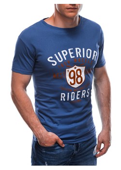 T-shirt męski z nadrukiem 1700S - niebieski ze sklepu Edoti w kategorii T-shirty męskie - zdjęcie 147908502
