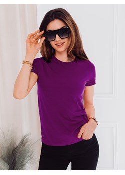 T-shirt damski basic 001SLR - fioletowy ze sklepu Edoti w kategorii Bluzki damskie - zdjęcie 147909422