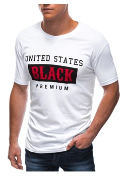 T-shirt męski z nadrukiem 1405S - biały ze sklepu Edoti w kategorii T-shirty męskie - zdjęcie 147909751