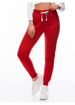 Spodnie damskie dresowe 070PLR - czerwone ze sklepu Edoti w kategorii Spodnie damskie - zdjęcie 147909894