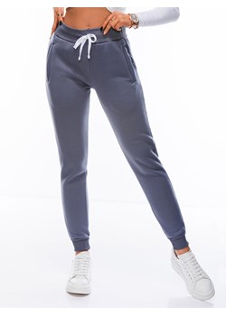 Spodnie damskie dresowe 070PLR - niebieskie denimowe ze sklepu Edoti w kategorii Spodnie damskie - zdjęcie 147910021