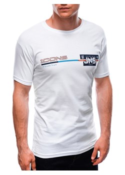 T-shirt męski z nadrukiem 1715S - biały ze sklepu Edoti w kategorii T-shirty męskie - zdjęcie 147910460