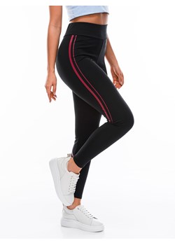 Spodnie damskie legginsy 188PLR - czarne/czerwone ze sklepu Edoti w kategorii Spodnie damskie - zdjęcie 147910570