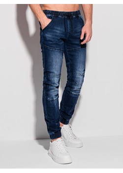 Spodnie męskie jeansowe joggery 1312P - niebieskie ze sklepu Edoti w kategorii Jeansy męskie - zdjęcie 147911104