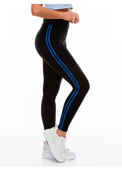 Spodnie damskie legginsy 187PLR - czarne/niebieskie ze sklepu Edoti w kategorii Spodnie damskie - zdjęcie 147912411