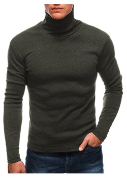 Sweter męski z golfem 213E - khaki ze sklepu Edoti w kategorii Swetry męskie - zdjęcie 147913924