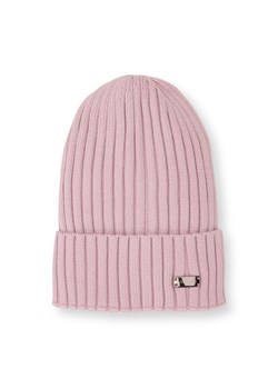 Damska czapka z gęstym splotem prosta różowa ze sklepu WITTCHEN w kategorii Czapki zimowe damskie - zdjęcie 147914183