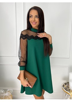 Zielona Sukienka z Koronką ze sklepu ModnaKiecka.pl w kategorii Sukienki - zdjęcie 147939673