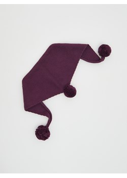 Reserved - Trójkątny szalik z pomponami - ciemnofioletowy ze sklepu Reserved w kategorii Szaliki dziecięce - zdjęcie 147968554