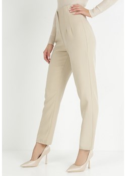 Jasnobeżowe Spodnie Cygaretki High Waist Caphe ze sklepu Born2be Odzież w kategorii Spodnie damskie - zdjęcie 147984644
