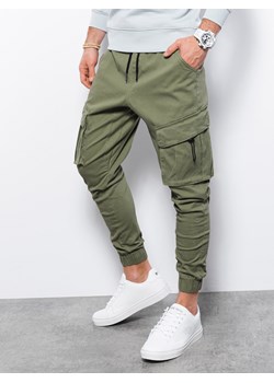Spodnie męskie joggery P1026 - oliwkowe ze sklepu ombre w kategorii Spodnie męskie - zdjęcie 147985751