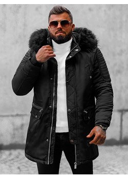 Kurtka zimowa męska z futerkiem czarna OZONEE O/88853 ze sklepu ozonee.pl w kategorii Kurtki męskie - zdjęcie 147987740