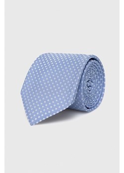 HUGO krawat jedwabny kolor niebieski ze sklepu ANSWEAR.com w kategorii Krawaty - zdjęcie 148019863
