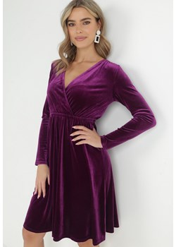 Fioletowa Sukienka Rozkloszowana z Gumką w Pasie Molfo ze sklepu Born2be Odzież w kategorii Sukienki - zdjęcie 148020292
