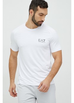 EA7 Emporio Armani t-shirt męski kolor biały gładki ze sklepu ANSWEAR.com w kategorii T-shirty męskie - zdjęcie 148029253