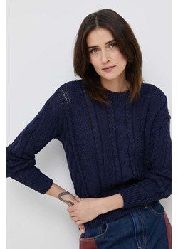 Lauren Ralph Lauren sweter bawełniany damski kolor granatowy lekki ze sklepu ANSWEAR.com w kategorii Swetry damskie - zdjęcie 148102581