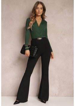 Czarne Spodnie z Rozszerzanymi Nogawkami i Łańcuchem Banni ze sklepu Renee odzież w kategorii Spodnie damskie - zdjęcie 148103420
