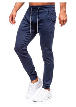 Granatowe spodnie materiałowe joggery męskie Denley KA6792 ze sklepu Denley w kategorii Spodnie męskie - zdjęcie 148125382