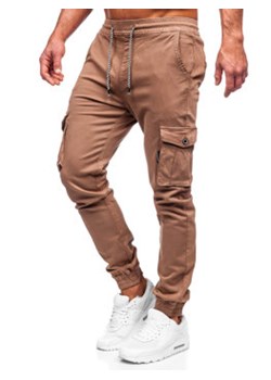 Brązowe spodnie materiałowe joggery bojówki męskie Denley KA9233 ze sklepu Denley w kategorii Spodnie męskie - zdjęcie 148125390
