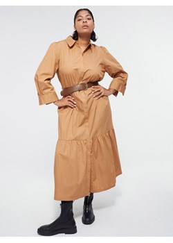 Reserved - Bawełniana sukienka z paskiem - Beżowy ze sklepu Reserved w kategorii Sukienki - zdjęcie 148130742
