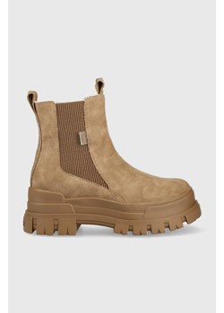 Buffalo sztyblety Aspha Chelsea Mid damskie kolor beżowy na platformie lekko ocieplone ze sklepu ANSWEAR.com w kategorii Botki - zdjęcie 148196921