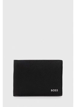 BOSS portfel skórzany męski kolor czarny ze sklepu ANSWEAR.com w kategorii Portfele męskie - zdjęcie 148244094