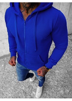 Bluza męska z kapturem rozpinana kobaltowa OZONEE JS/2008Z ze sklepu ozonee.pl w kategorii Bluzy męskie - zdjęcie 148256414