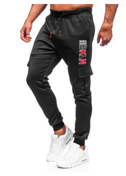 Czarne spodnie męskie dresowe bojówki Denley K10287 ze sklepu Denley w kategorii Spodnie męskie - zdjęcie 148285221