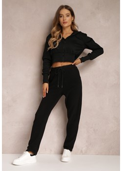 Czarne Spodnie Dresowe z Gumką w Pasie Imith ze sklepu Renee odzież w kategorii Spodnie damskie - zdjęcie 148313582