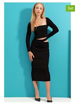 2-częściowy zestaw w kolorze czarnym - bluzka i spódnica ze sklepu Limango Polska w kategorii Spódnice - zdjęcie 148324114