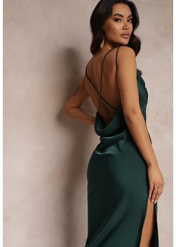 Zielona Sukienka Maxi z Odkrytymi Plecami z Rozcięciem na Dole Zirthi ze sklepu Renee odzież w kategorii Sukienki - zdjęcie 148431212