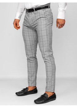Szaro-czarne spodnie materiałowe chinosy w kratę męskie Denley 0032 ze sklepu Denley w kategorii Spodnie męskie - zdjęcie 148461113
