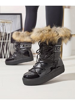 Royalfashion Czarne damskie wsuwane buty a'la śniegowce z futerkiem Lilitsa ze sklepu royalfashion.pl w kategorii Śniegowce damskie - zdjęcie 148487220