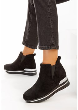Czarne sneakersy damskie na koturnie Sanera ze sklepu Zapatos w kategorii Buty sportowe damskie - zdjęcie 148525590