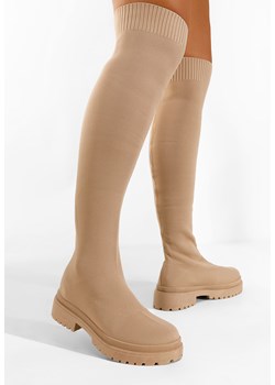 Khaki kozaki za kolano płaskie Oluvera V2 ze sklepu Zapatos w kategorii Kozaki damskie - zdjęcie 148526123