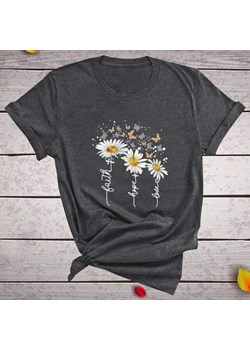 T-shirt Z Kwiatowym Motywem ze sklepu ParinePL w kategorii Bluzki damskie - zdjęcie 148586244