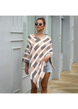Sweter Ponczo W Paski ze sklepu ParinePL w kategorii Poncza - zdjęcie 148586532