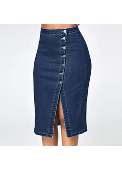 Jeansowa Spódnica Z Asymetrycznym Rozcięciem ze sklepu ParinePL w kategorii Spódnice - zdjęcie 148587894
