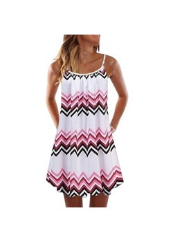 Wzorzysta Sukienka Plażowa Do Kolan ze sklepu ParinePL w kategorii Odzież plażowa - zdjęcie 148589653