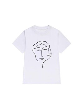 Biały T-shirt Z Grafiką ze sklepu ParinePL w kategorii Bluzki damskie - zdjęcie 148590282