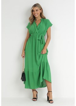 Zielona Sukienka Maxi Wiązana W Pasie z Gumką w Talii Vynyndu ze sklepu Born2be Odzież w kategorii Sukienki - zdjęcie 148614883
