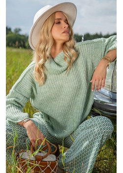 F1270 sweter z golfem wełna, Kolor zielony, Rozmiar 34/36, Fobya ze sklepu Primodo w kategorii Swetry damskie - zdjęcie 148677554