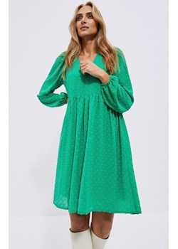 Sukienka z bufiastymi rękawami w kolorze zielonym 4000, Kolor zielony, Rozmiar S, Moodo ze sklepu Primodo w kategorii Sukienki - zdjęcie 148677602
