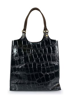Mila Blu Skórzana torebka &quot;Iris&quot; w kolorze czarnym - 32 x 35 x 13 cm ze sklepu Limango Polska w kategorii Torby Shopper bag - zdjęcie 148687420