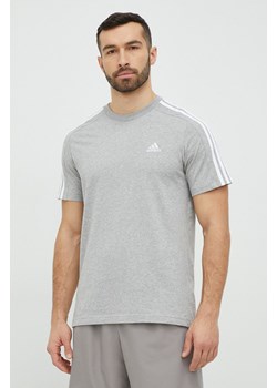 adidas t-shirt bawełniany kolor szary gładki IC9337 ze sklepu ANSWEAR.com w kategorii T-shirty męskie - zdjęcie 148696652