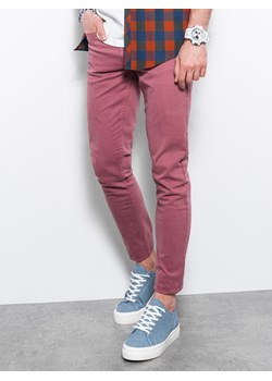 Spodnie męskie chinosy SLIM FIT - jasnobordowe P1059 ze sklepu ombre w kategorii Spodnie męskie - zdjęcie 148964221
