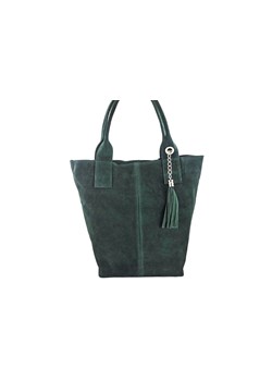 Shopper bag - torebka damska zamszowa - Zielona ciemna ze sklepu Barberinis w kategorii Torby Shopper bag - zdjęcie 148964910