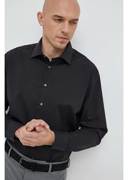Seidensticker koszula bawełniana Shaped męska kolor czarny slim 01.293690 ze sklepu ANSWEAR.com w kategorii Koszule męskie - zdjęcie 148988091