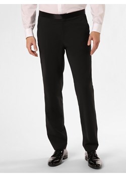 BOSS Męskie spodnie od garnituru modułowego Mężczyźni Regular Fit wełna ze strzyży czarny jednolity ze sklepu vangraaf w kategorii Spodnie męskie - zdjęcie 149003690